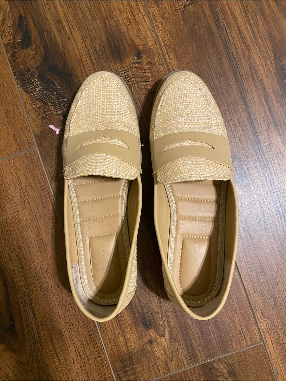 Kelly & Katie Women's Beige Woven Penny Loafers - Sleek Slip-On Flats - Picture 2 of 6